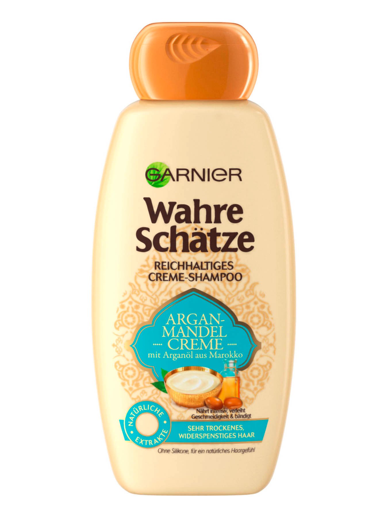 Naehrendes-Creme-Shampoo-Wahre-Schaetze-Argan-Mandelcreme-300ml-Vorderseite-Garnier-De-gross